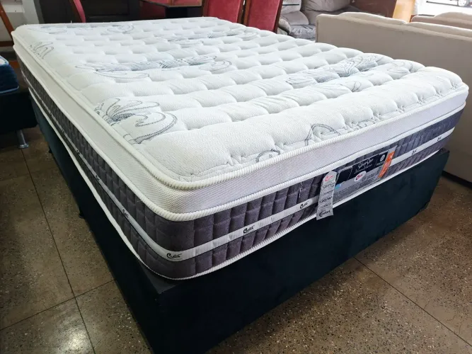 Cama box casal colchão castor molas ensacadas bambu espuma d33