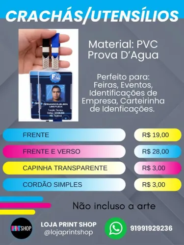 Crachá personalizado de pvc
