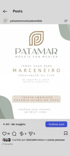 Contrata-se marceneiro comissão