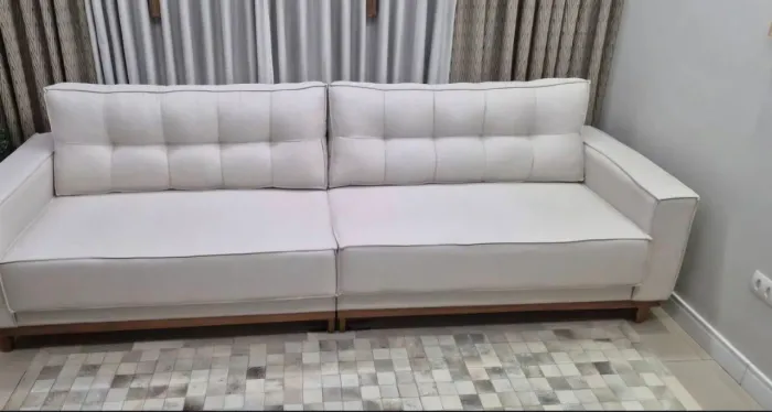 Sofá fixo linho bege 2,70mx90cm