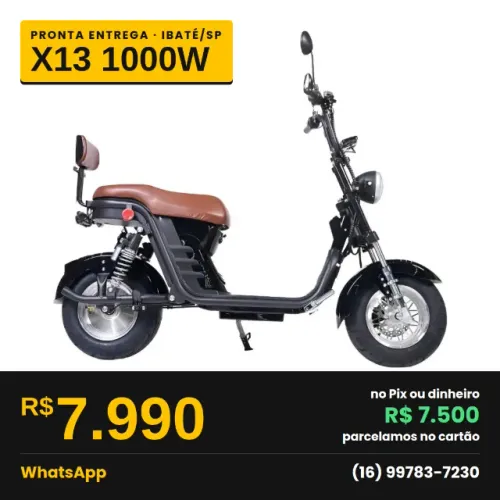 Scooter Elétrica X13 1000W 0km - Sem CNH e Sem Placa - Pronta Entrega