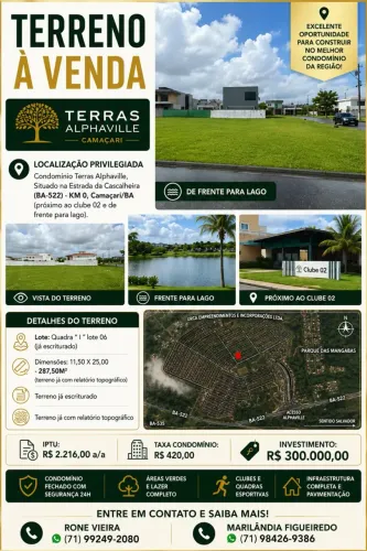 TERRENO À VENDA Estradas das cascalheiras TERRAS ALPHAVILLE CAMAÇARI