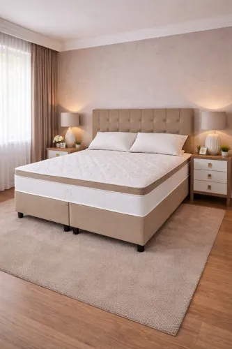 Cama Box Queen Isofort Luxo Ley Colchões, Base + Colchão molas ensacadas individuais