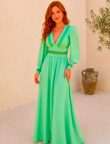 Vestido longo de festa verde