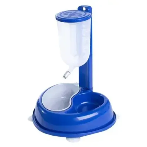 Bebedouro e Comedouro Bilha Duplo Mais Dog azul