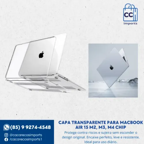Capa transparente para MacBook air 15 M2, M3, M4 chip