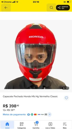 Capacete original Honda 