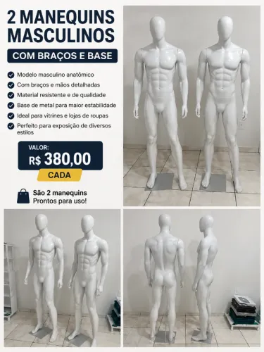 2 MANEQUINS MASCULINOS COM BRAÇOS E BASE