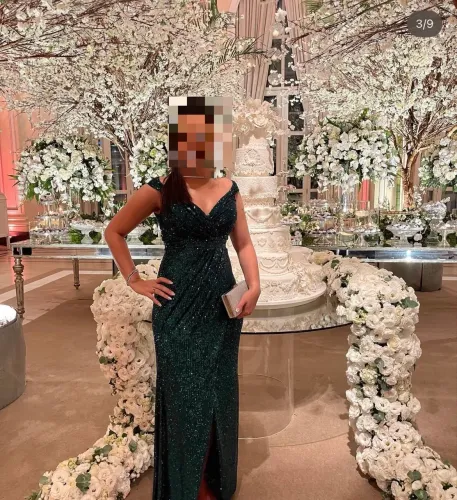 Vestido de festa longo de paetê