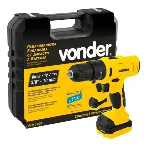 Parafusadeira E Furadeira Vonder 12v 3/8 Pfv120i Com Impacto 110V/220V