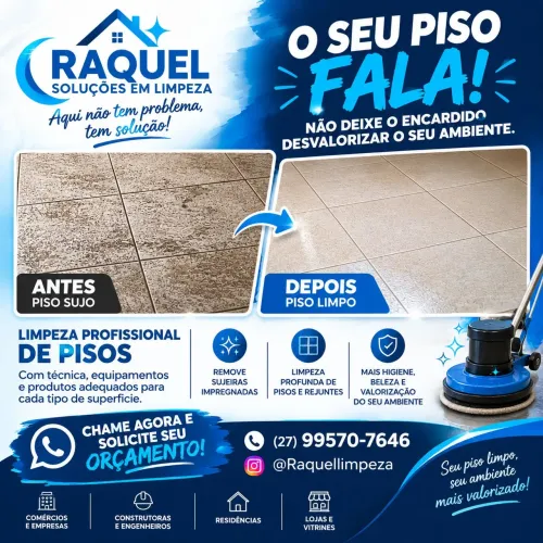 Limpeza pós obra/ limpeza de vidros/ limpeza em geral / limpeza de pisos