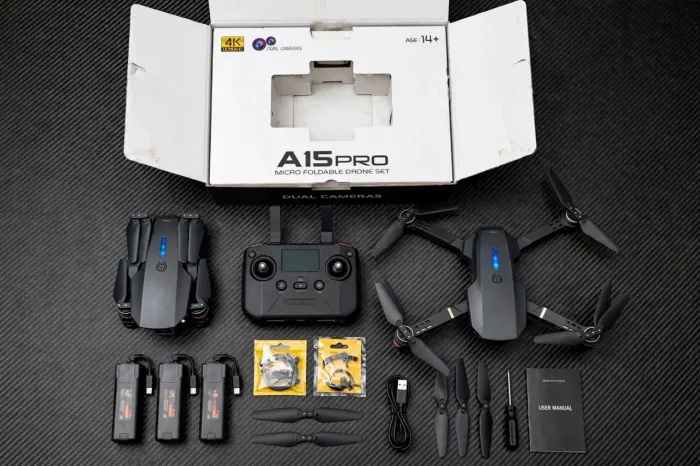 Mini Drone A15 Pro WIFI FPV Com Câmera RC Toy 4K Quadcopter Dobrável Em Ângulo HD