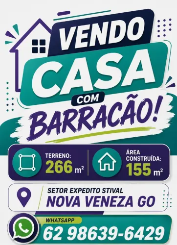 Vendo casa com barracão no fundo.