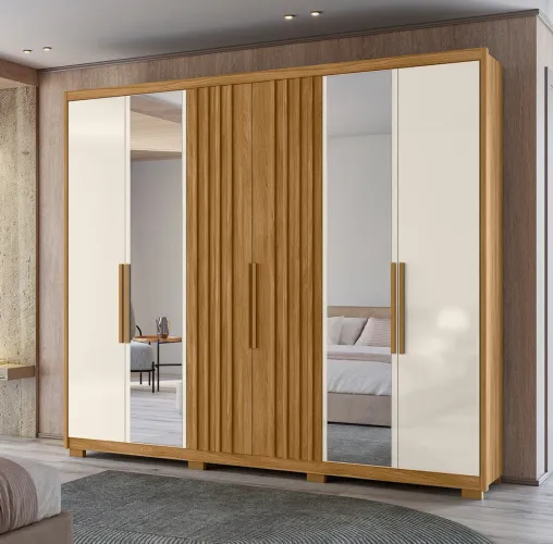 Roupeiro Araguaia Moval - 6 Portas, 4 Gavetas | Design Imponente e Acabamento Premium