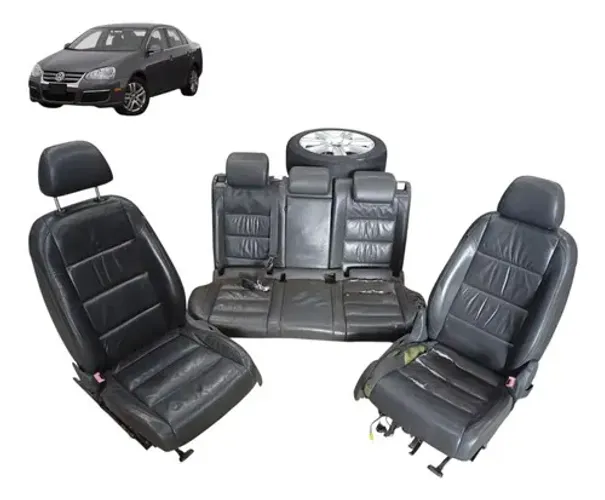 Jogo Banco Couro Volkswagen Jetta Mk5 2007 2008 2009 2010 Preto