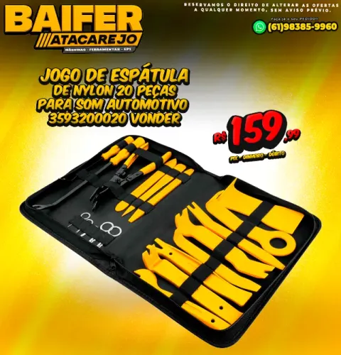 Jogo de Espátula de Nylon 20 Peças Para Som Automotivo Vonder