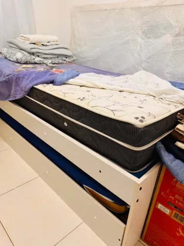Cama em mdf e colchão ortobom solteiro 