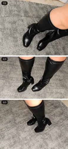 Bota Feminina Preta Cano Médio Salto Grosso Nº 38