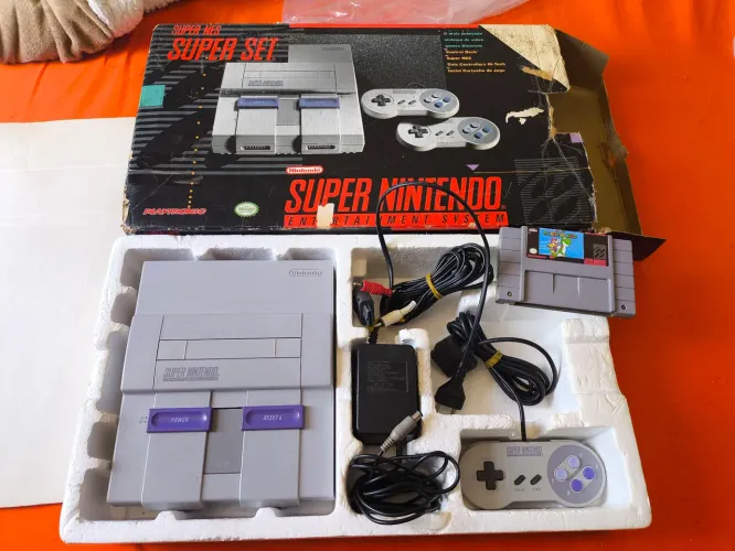 Super Nintendo caixa detalhes 
