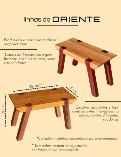 Banquinho de madeira maciça
