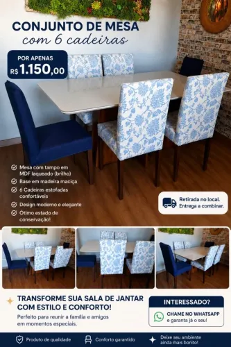 Mesa de jantar com 6 cadeiras
