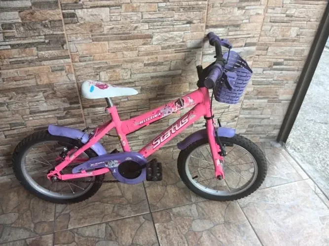 Bicicleta Infantil Aro 16 Status Belíssima - Ótimo Estado + Cestinha