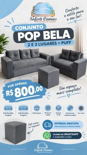 Conjunto de sofá com puf