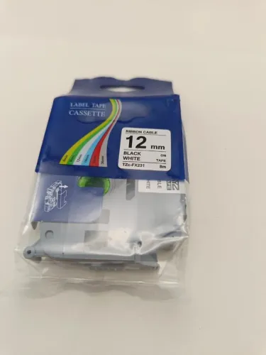 Fita para Rotulador TZc-FX231 12mm x 8m - Preto no Branco