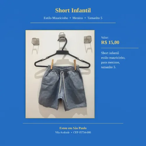 Short - Infantil - Estilo Mauricinho