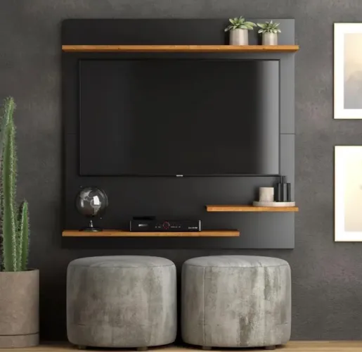 Painel Para TV Quarto Sala Com Prateleira 32 Polegadas Nichos MADRID