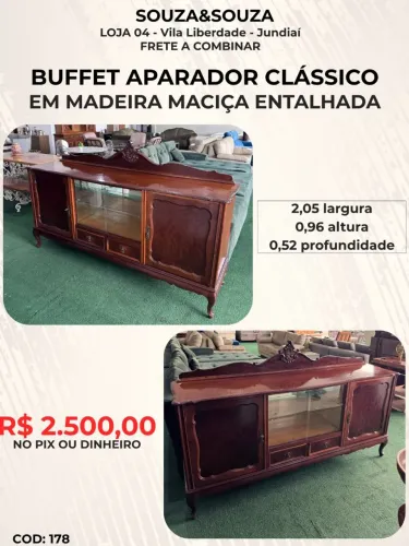 Buffet Aparador Classica em Madeira Maciça Entalhada
