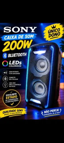 Caixa de som Sony Bluetooth Leds excelente estado 200w