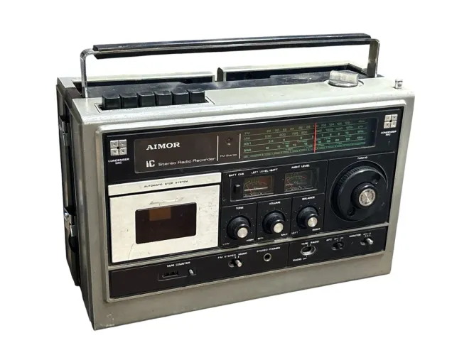 Bombox Aimor Raro - auto falante retrátil Rádio japonês - ligando - precisando de reparo 