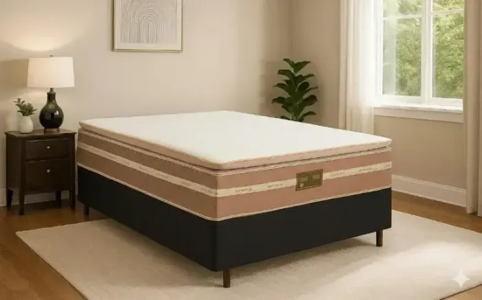 Conjunto Base com Colchão de Molas Ensacadas com Pillow Casal (ENTREGA GRÁTIS)*