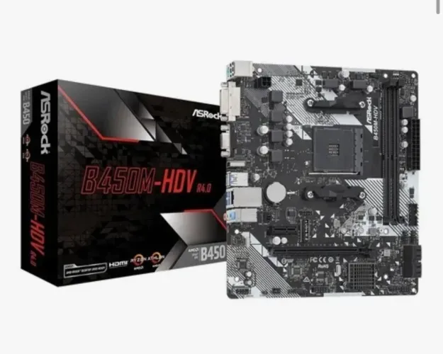 PLACA-MÃE ASROCK B450M-HDV R4.0 - AMD AM4.