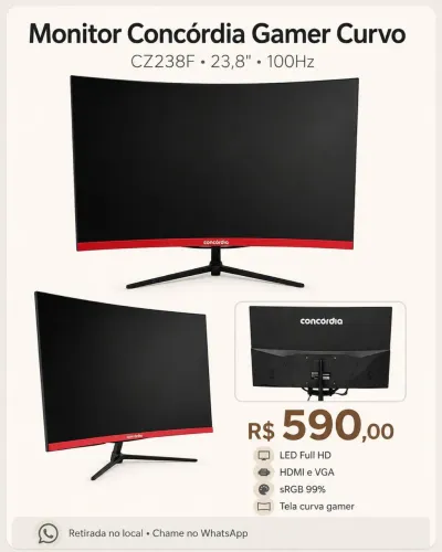 Monitor Concórdia Gamer Curvo