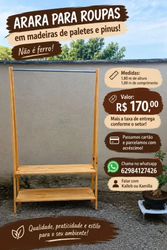Arara/cabideiro para roupas em madeiras!