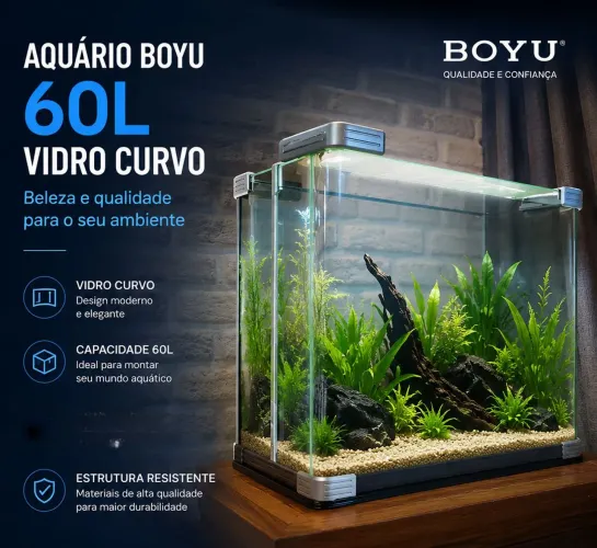 Aquário Boyu 60L - Vidro Curvo | Excelente Estado
