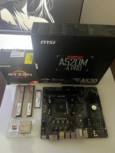 Kit Am4 com Ryzen 5 5500 + A520Ma-Pro + 16Gb Ddr4 3600mhz + SSD 240gb