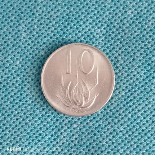 Moeda 10 cêntimos de Rand 1977