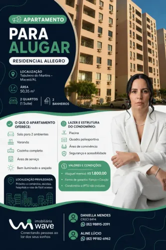 Apartamento para locação no ALLEGRO, TABULEIRO DO MARTINS, Maceió, AL
