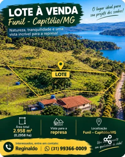 Lote de 2.958 m² com Vista para a Represa - Capitólio/MG