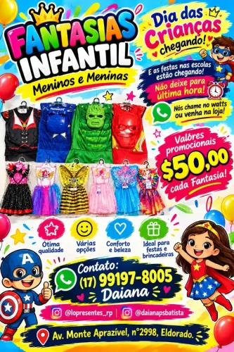 Lindas Fantasias a venda - preços especiais para limpar o estoque!