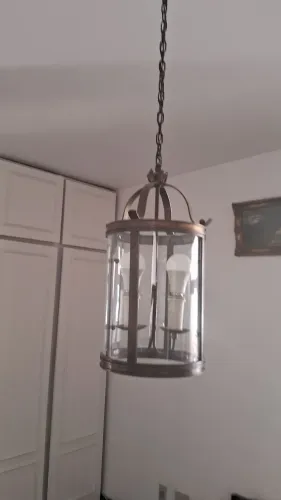 Lustre pendente cilíndrico cúpula vidro grosso belíssima peça