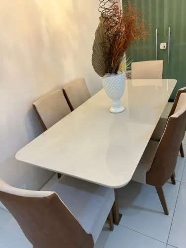 Jogo de mesa com cadeiras tampo de vidro 