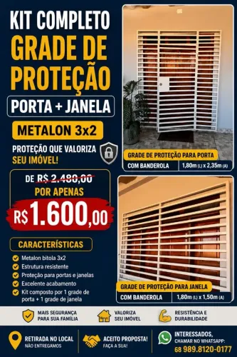 Kit Completo Grade de Proteção ( Porta + Janela)