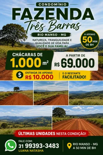 Chácaras em Rio Manso-MG | A partir de R$ 69 Mil | Entrada de R$ 10 Mil