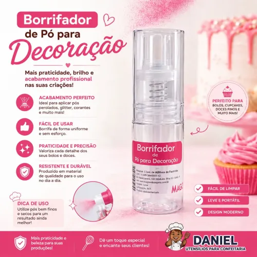 Borrifador para glitter da mago