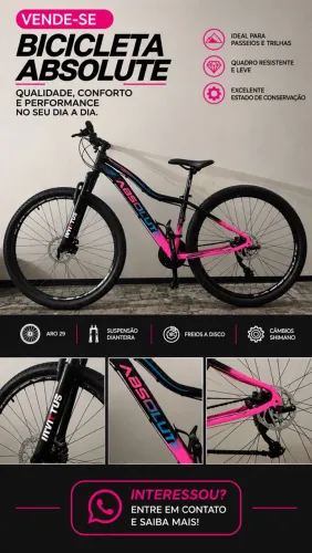 Bicicleta Absolute Aro 29 - Freio a Disco e Suspensão