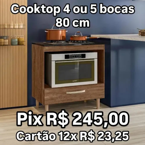 Balcão Cooktop 1 porta 80 cm nicioli